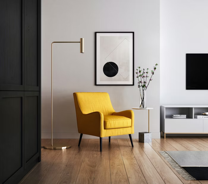 Salon moderne avec éclairage domotique